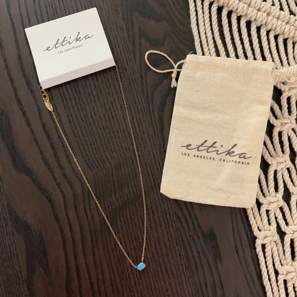 ♥️ Blue Opal 18k Gold Plated Necklace - Picture 4 of 7